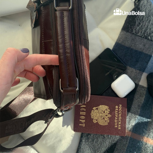 Сумка мужская из натуральной кожи UB-B219-195x235х90-brown/brown-молния/молния