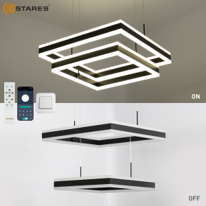 Управляемая светодиодная люстра STELLA 180W 2S-APP-500x500x1200-BLACK/WHITE-220-IP20