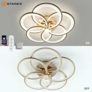 Управляемая светодиодная люстра  MADEMUASEL 110W 5С-APP-520x140-CHAMPAIGN/GOLD/WHITE-220-IP20