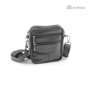 Сумка мужская из натуральной кожи UB-B403-140x165х85-black/black-молния/молния