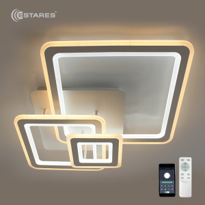 Управляемый светодиодный светильник TRIPLEX SQUARE 124W 3S-APP-596x596x146-WHITE/WHITE-220-IP20