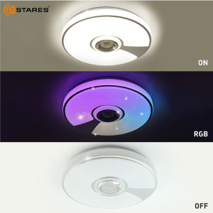 Управляемая светодиодная музыкальная люстра SONG RGB 60W R-APP-380x70-WHITE/CHROME/SHINY-220-IP20