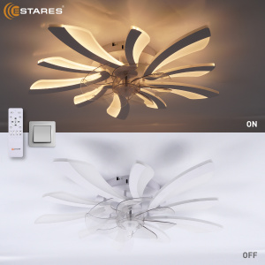 Управляемая светодиод. люстра c вент.FAN ALESSIA 80W+15W R-RC-600x127-WHITE/WHITE/CLEAR-220-IP20