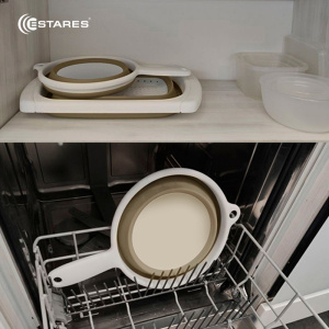 Ковш складной силиконовый ES-LDL-portable-37х23х9/4-white/beige