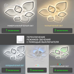Управляемая светодиодная люстра AZALIA RGB 100W 6R-APP-680x110-WHITE/WHITE-220-IP20