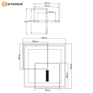 Управляемый светодиодный светильник STERREN 105W 3S 5DL-RC-520x535x55-WHITE/BLACK/WHITE-220-IP20