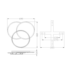 Управляемая LED люстра VG-LM 75W 3R-ON/OFF- 490x62-BLACK/WHITE/WHITE-220-IP20