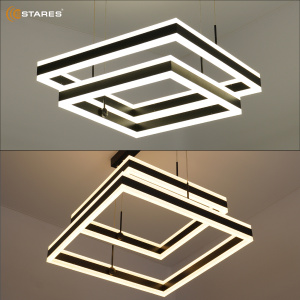 Управляемая светодиодная люстра STELLA 180W 2S-APP-500x500x1200-BLACK/WHITE-220-IP20