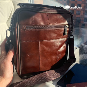 Сумка мужская из натуральной кожи UB-B219-195x235х90-brown/brown-молния/молния