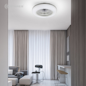 Управляемая светодиодная люстра с вент. FAN ONE 80W+35W R-APP-550х185-white/white-220-IP20