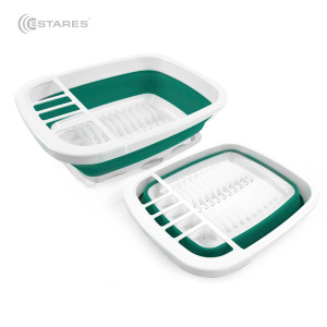 Сушилка складная силиконовая (поддон) ES-DRC-portable-38x32х12(5)-white/seagreen