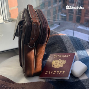 Сумка мужская из натуральной кожи UB-B110-150x185-brown/brown-молния/кнопка
