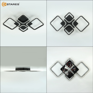 Управляемая светодиодная люстра OVAL 80W 4S-RC-725x423x55-BLACK/WHITE-220-IP20