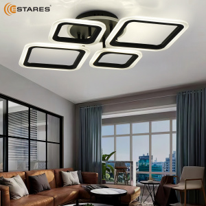 Управляемая светодиодная люстра OVAL RGB 65W 4S1R-RC-600x445x95-BLACK/WHITE-220-IP20