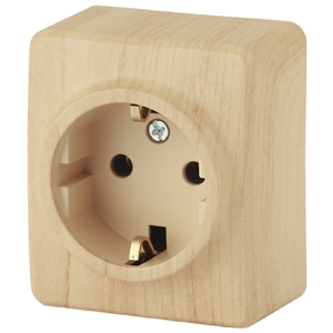 11-2203-11  ЭРА Розетка 2P+E Schuko, 16АХ-250В, ОУ, Эра Эксперт, сосна