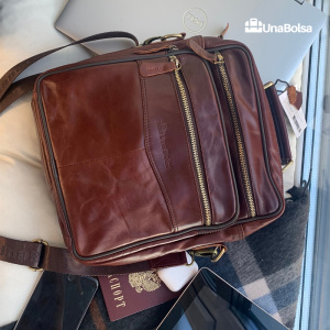 Сумка мужская из натуральной кожи UB-B306-240x290х110-brown/brown-молния/молния