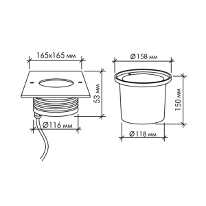 Грунтовый светодиодный светильник B2AE0602S AC240V 13W 30' IP67 (Теплый белый)