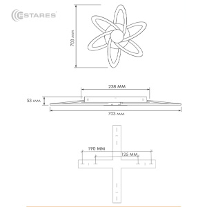 Управляемая светодиодная люстра LORENA 90W 6R-APP-703X53-WHITE/WHITE-220-IP20