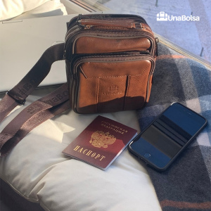 Сумка мужская из натуральной кожи UB-B101-150x185х85-brown/brown-молния/молния