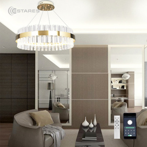 Управляемая светодиодная люстра SF 120W R-APP-550x1100-GOLD/CLEAR-220-IP20, модель SOFIA_Ч