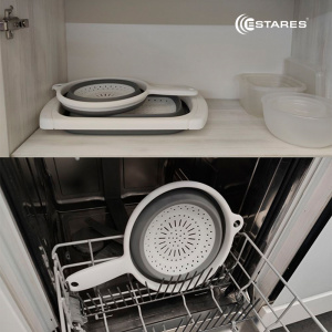 Дуршлаг складной силиконовый ES-CL-portable-37х23х9/4-white/gray