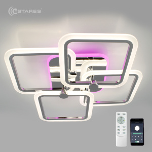 Управляемая светодиодная люстра LIKE RGB 120W 5Q-APP-560х560х100-CHROME/WHITE-220-IP20