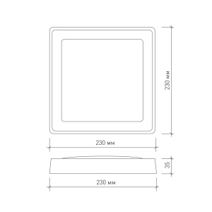 Накладной светодиодный светильник DLS-17 AC170-265V 17W 230мм х 230мм х 35мм (Холодный белый) 1450lm