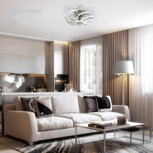 Управляемая светодиодная люстра с вент. FAN LIANA 80W+36W R-APP-470x215-white/white-220-IP20