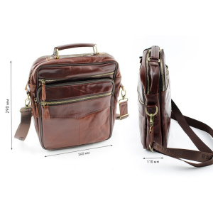 Сумка мужская из натуральной кожи UB-B306-240x290х110-brown/brown-молния/молния