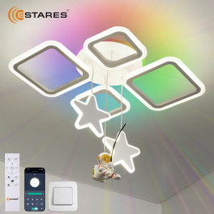 Управляемая светодиодная люстра KIDS OVAL RGB 85W 7SRZ-APP-630x465x90-WHITE/WHITE-220-IP20