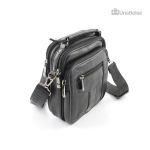 Сумка мужская из натуральной кожи UB-B109-150x185х85-black/black-молния/молния