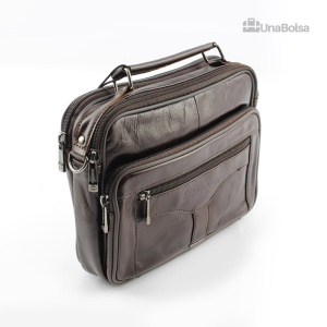 Сумка мужская из натуральной кожи UB-B222-240x190х90-brown/brown-молния/молния