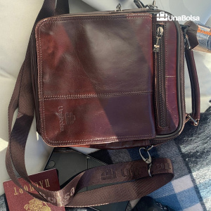 Сумка мужская из натуральной кожи UB-B219-195x235х90-brown/brown-молния/молния