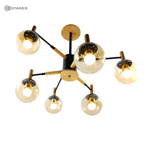 Люстра RAVENNA 6хЕ27 R-820xh550-black/wood/gold