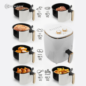 АЭРОГРИЛЬ EASYCOOK 1200W-220V-3.5L-220x220x280-WHITE/GOLD_2021