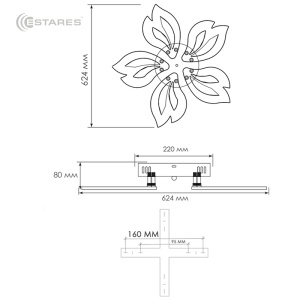 Управляемый светодиодный светильник ASTRA 120W 5F-APP 624x80-WHITE/WHITE-220-IP20_H