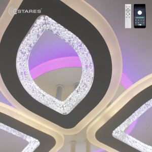 Управляемая светодиодная люстра OVAL DOUBLE RGB 60W 5R-APP-650x500x110-WHITE/WHITE/BULB-220-IP20