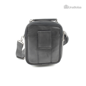 Сумка мужская из натуральной кожи UB-B109-150x185х85-black/black-молния/молния