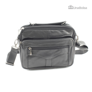 Сумка мужская из натуральной кожи UB-B222-240x190х90-black/black-молния/молния