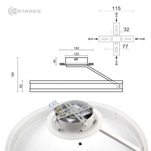 Управляемая светодиодная люстра STELLA C 90W 2R-APP-500*185-WHITE/WHITE-220-IP20