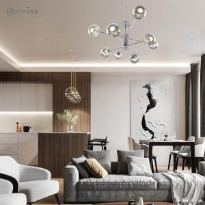 Люстра MONACO 8хЕ27 R-860xh420-chrome/lightgray