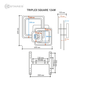 2020_Управляемый светодиодный светильник TRIPLEX SQUARE 124W S-600/600-WHITE/WHITE-220-IP44