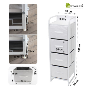 COMMOD 4F-4D-WHITE-31x29x99 комод-пенал