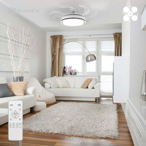 Управляемая светодиодная люстра c вентилятором FAN FOLD 90W+36W R-RC-500x403-WHITE/WHITE-220-IP20