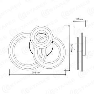 Управляемый светодиодный светильник Triplex round 108w R-700/600-white/white-220-ip44