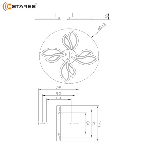 Управляемая светодиодная люстра ASTRA 80W 4F-APP-528x80-WHITE/WHITE-220-IP20
