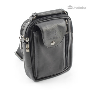 Сумка мужская из натуральной кожи UB-B110-150x185-black/black-молния/кнопка