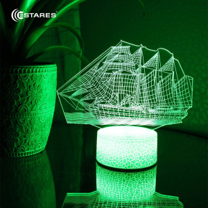 Светодиодный светильник, ночник OKKO RGB 3D "ПАРУСНЫЙ КОРАБЛЬ"