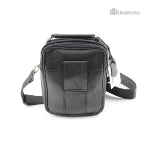 Сумка мужская из натуральной кожи UB-B103-150x185х85-black/black-молния/молния