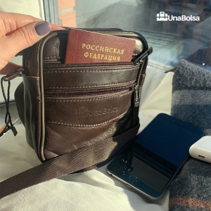 Сумка мужская из натуральной кожи UB-B403-140x165х85-brown/brown-молния/молния